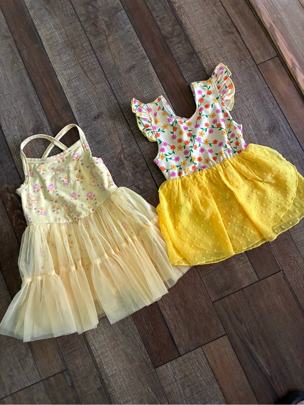 Care Bears & Yellow Floral Layered Tulle Kids Leotard Dance 2T - 3T like new